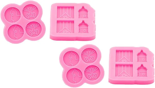 Vista 3 de 4 piezas de moldes de tachuelas de resina de silicona brillantes en forma de garitas de Puerto Rico para manualidades de resina epoxi y joyería DIY