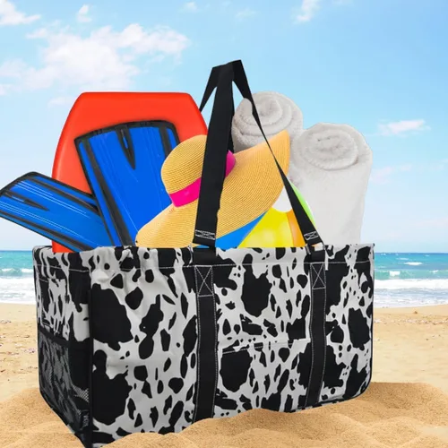 Vista 26 de NGIL Bolsa de comestibles reutilizable extra grande plegable de gran tamaño para comestibles, almacenamiento, picnic, playa, Estampado