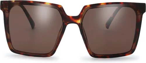 Vista 2 de The Fresh Lentes de sol cuadrados retro de gran tamaño para mujer (732502 estampado de leopardo, marrón), 732502 Estampado De Leopardo