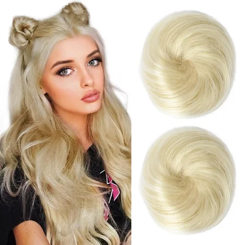Vista 30 de REECHO Space Bun Hair Pieces, 2 piezas de mini clips de garra en moños desordenados y orejas de gato, extensiones de moño de cabello falso HB001
