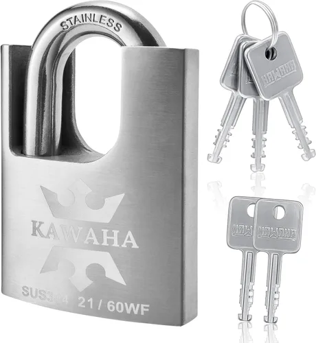 Vista 7 de 21/40-2PS Candado con Funda de Acero Inoxidable de Alta Seguridad con Llave de Acero Inoxidable para Uso en Interior y Exterior