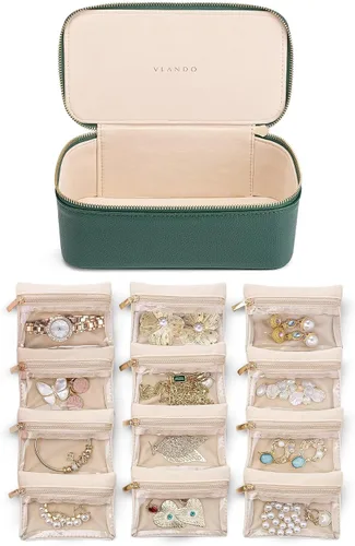 Vista 7 de VLANDO - Bolsa de viaje para joyería, 12 bolsas de terciopelo con A.12 PCS transparente