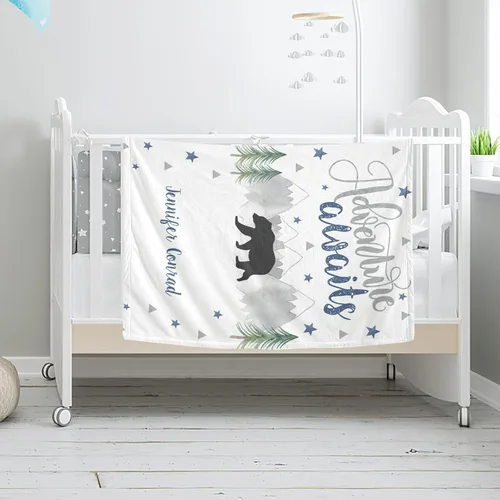 Vista 2 de Manta de bebé personalizada con nombre, manta de bebé personalizada para niños y niñas, manta personalizada de regalo para bebé niño recién nacido
