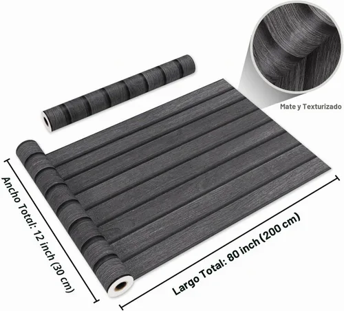 Vista 8 de CRE8TIVE Papel tapiz de listones de madera gris oscuro despegar y pegar papel de contacto de grano de madera impermeable autoadhesivo aspecto