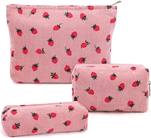 Vista 13 de Juego de 3 bolsas de maquillaje para niñas y mujeres, organizador de viaje, bolsa de aseo de baño, bolsa de almacenamiento de gran capacidad