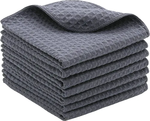Vista 10 de Trapos de cocina de algodón, trapos para lavar platos, juego de 6, 12 x 12 pulgadas, beige Trapos suaves de cocina, paños multiusos para cocina
