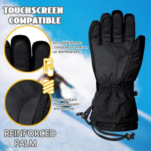 Vista 3 de Ixsun Guantes de esquí para hombres y mujeres, bolsillo con cremallera, suaves, cálidos, impermeables, resistentes al viento, adecuados para esquís
