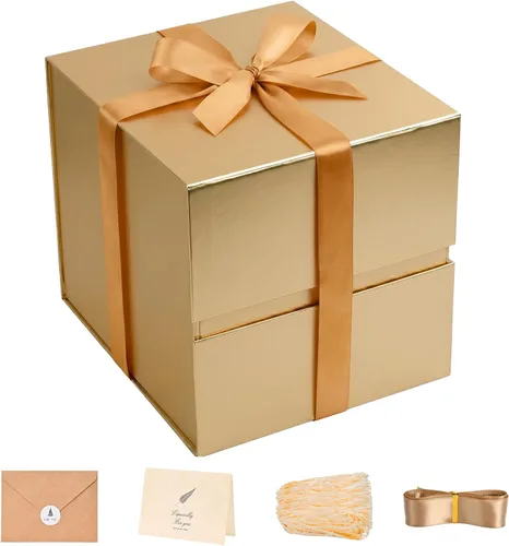 Vista 38 de LIFELUM Square Gift Box with Magnetic Lid, Card, Sticker, Ribbon, Shredded Paper Filler for Business, Wedding, Birthdays