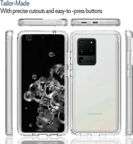 Vista 5 de Funda para Galaxy S20 Ultra 5G, transparente de cuerpo completo, a prueba de golpes, carcasa de policarbonato duro, cubierta de parachoques de TPU