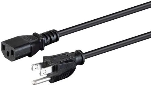 Vista 23 de Monoprice Cable de alimentación NEMA 5-15P a IEC 60320 C13, 18AWG, 10A/1250W, 125V, 3 clavijas, 1 pie, negro, paquete de 6