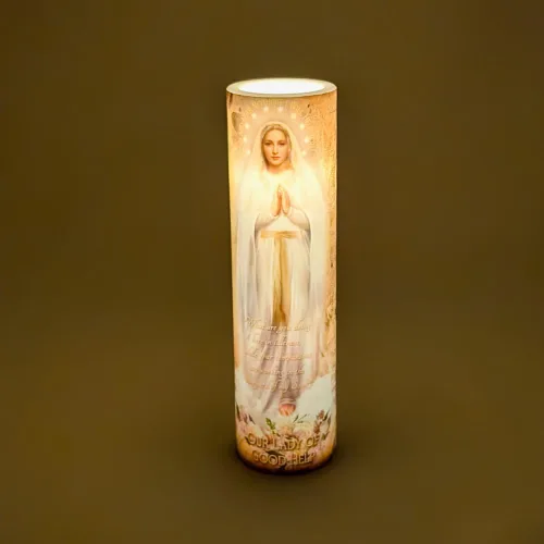 Vista 6 de Nuestra Señora de la Buena Ayuda, vela de oración devocional sin llama LED