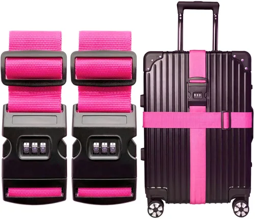 Vista 10 de 2 PIEZAS Correas de Equipaje 78" x 2" Correas de Maleta Anchas Ajustables Correas de Embalaje Accesorios de Viaje, Negro 2 piezas negro