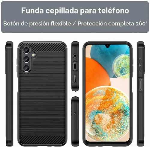 Vista 2 de Funda para Samsung Galaxy A14 5G, Galaxy A14 con protector de pantalla HD, absorción de golpes flexible de TPU parachoques de goma suave para Funda