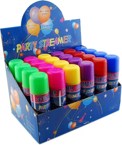 Vista 2 de Paquete de 48 lotes al por mayor: Party Crazy String Streamer Latas de aerosol Lote al por mayor