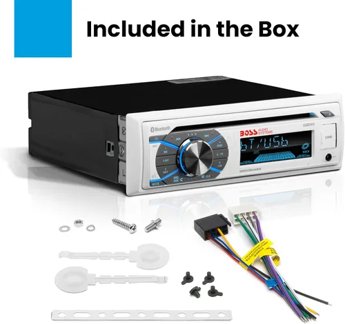 Vista 10 de BOSS Audio Systems MR500UABS Estéreo Marino para Barco – DIN Sencillo, Bluetooth, Reproductor de CD DVD, Receptor de Radio AM/FM, USB Blanco