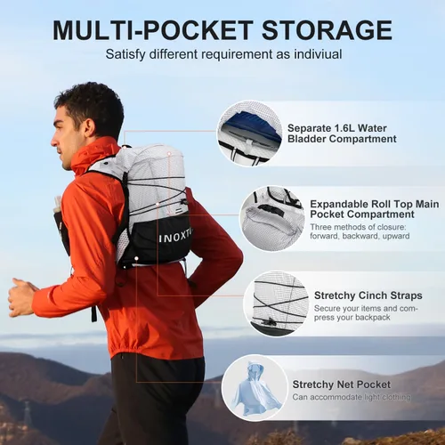 Vista 4 de IX INOXTO Running Vest Hydration Backpack, Lightweight Running Backpack Gris