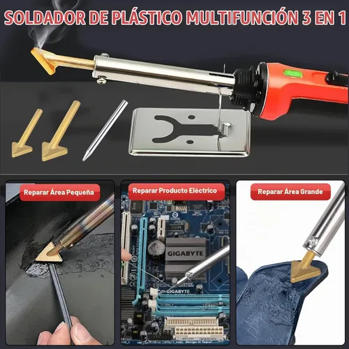 Vista 3 de 150W 3 EN 1 kit de soldadura de plástico con control de temperatura Rojo