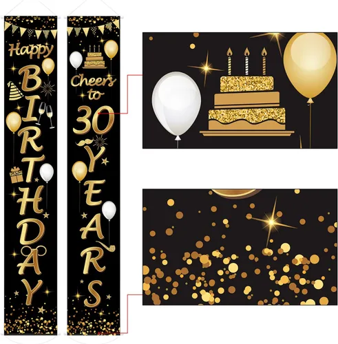 Vista 3 de Blulu 2 carteles decorativos de cumpleaños de 30 años para hombres y mujeres, suministros de decoración de fiesta de feliz cumpleaños de 30 años