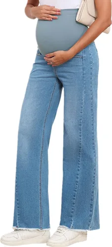 Vista 9 de BLENCOT Jeans de maternidad para mujer, pierna recta, elásticos, rasgados, para embarazo, jeans de novio