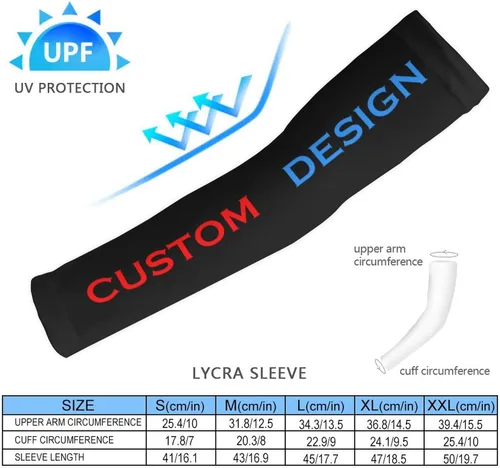 Vista 2 de Mangas de compresión de enfriamiento personalizadas para brazo añade tu diseño de fundas personalizadas para actividades al aire libre Negro
