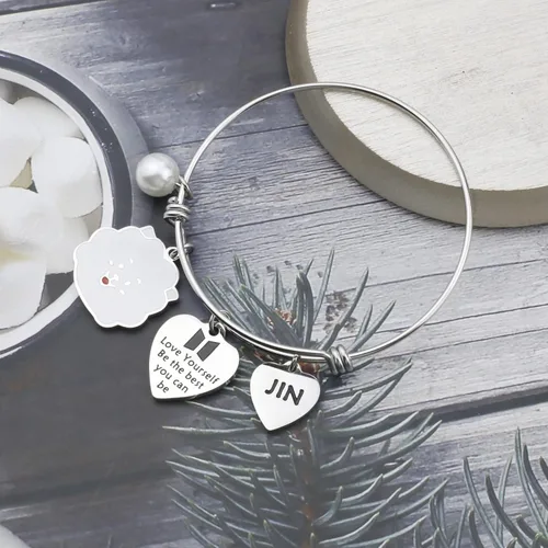 Vista 5 de CWXLGH Kpop Army Gifts Love Yourself Be The Best You Can Be Bracelet Inspirational Gift Star Lover Jewelry Star Fans Gift Music Lover Gifts