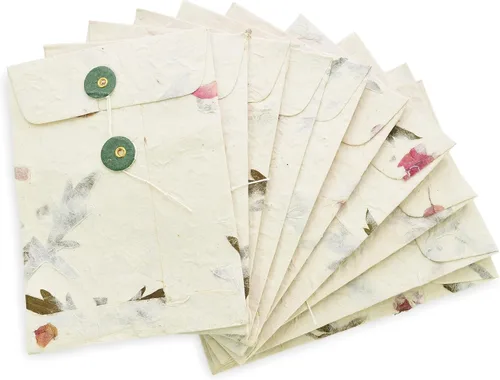 Vista 9 de Kathmandu Valley Co. Sobre de papel Lokta hecho a mano con cierre de botón de cuerda, funda para documentos, para invitaciones, correos, 4.5 x 6.5