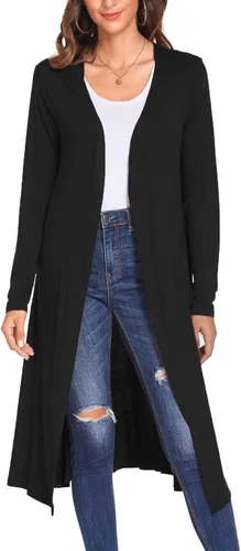 Vista 2 de Bluetime Women Long Open Front Maxi Cardigan Lightweight Duster Long Sleeve Cardigan (S-4XL)