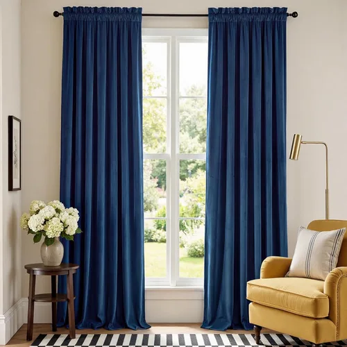 Vista 151 de Lazzzy Cortinas opacas de terciopelo beige de 84 pulgadas de largo con aislamiento térmico para oscurecer la habitación, cortinas forradas de lujo