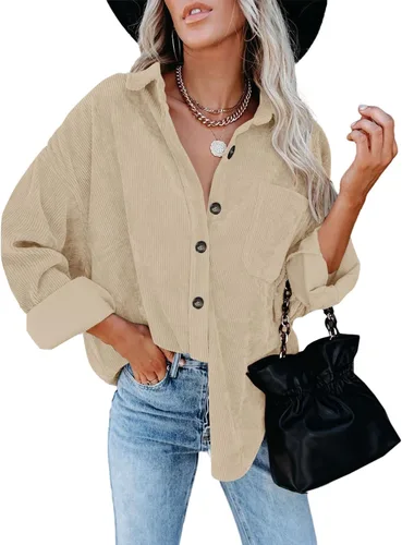 Vista 3 de ZOLUCKY Chaqueta de manga larga con botones para mujer, talla grande, blusas