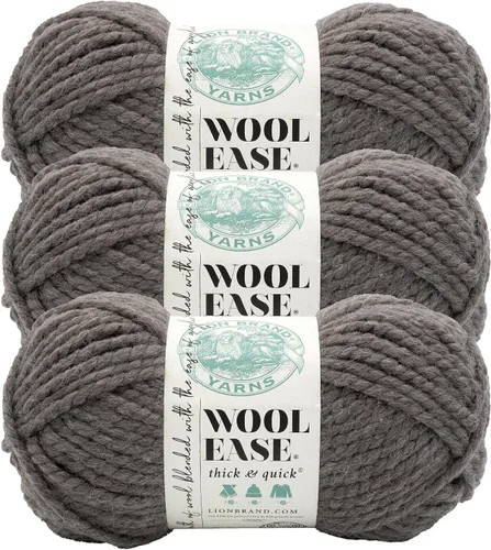 Vista 56 de Lion Brand Yarn - Ovillo de lana Wool-Ease Thick & Quick color fuerza aérea Super Bulky Wool Acrylic Blend Fiber for Soft Hats, Sweaters, Chunky