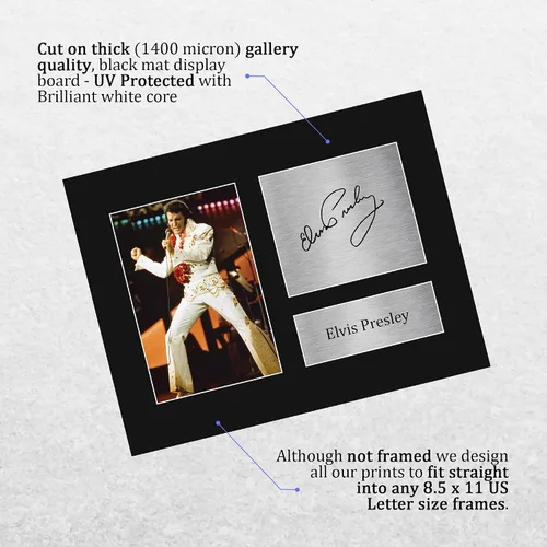 Vista 3 de HWC Trading Regalos de Elvis Presley USL con autógrafo impreso y firmado para fanáticos de recuerdos musicales - Tamaño carta de EE. UU