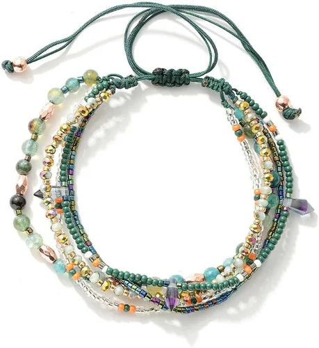 Vista 8 de Pulsera ajustable con cuentas trenzadas y estilo bohemio hecha a mano, brazalete para el pie, regalos para mujeres
