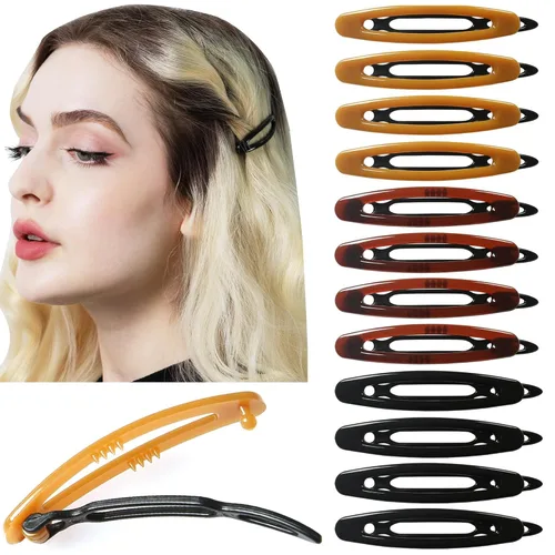 Vista 12 de Juego de 12 pasadores de pelo para mujeres y niñas, pinzas para cabello grueso y fino, accesorios para el cabello no metálicos, agarre