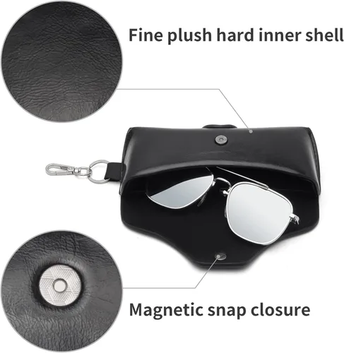 Vista 2 de Face Shadow PU Leather Glasses Case with Belt Loop Semihard Portable Eyeglasses Case for Outwork