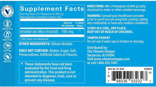Vista 2 de The Vitamin Shoppe Polvo de inositol - Apoya la salud cerebral - Sin sabor (4 oz./134 porciones)