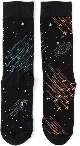 Vista 2 de Cufflinks Inc. Calcetines X-Wing Tie Fighter Battle para hombre, Negro
