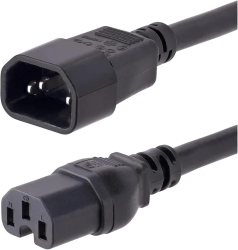 Vista 9 de StarTech - Cable de extensión resistente de 3 pies, 15 A, 250 V, 14 AWG, negro (PXTC14C153) IEC 320 C14 to IEC 320 C15, UL Listed, Heavy Gauge