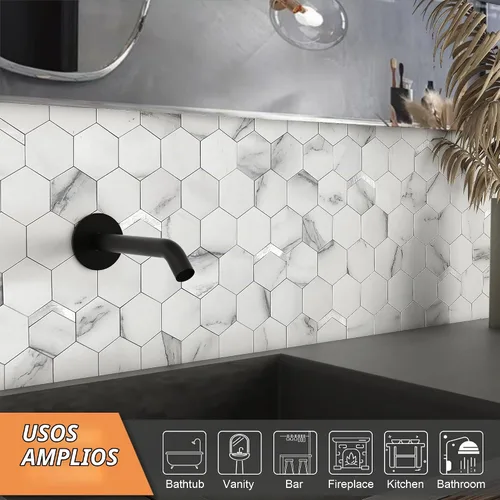 Vista 3 de VAOVI Azulejo de Protección contra Salpicaduras Despegar y Pegar, Azulejo de Protección contra Salpicaduras para Cocina Despegar y Pegar Paneles