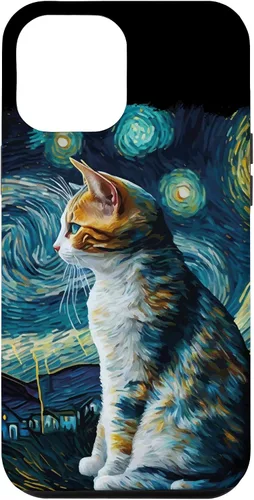 Vista 26 de Lindo Van Gogh Starry Night Cat Calico Cat Lover - Carcasa divertida para iPhone 17