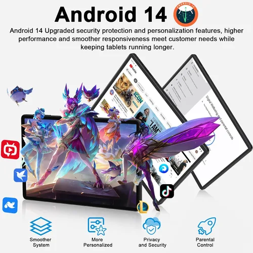 Vista 3 de Tablet Tabletas Android de 11 pulgadas, 24GB+256GB+2TB, tabletas con Octa Core, tabletas electrónicas con Widevine L1, batería de 8000mAh, cámara