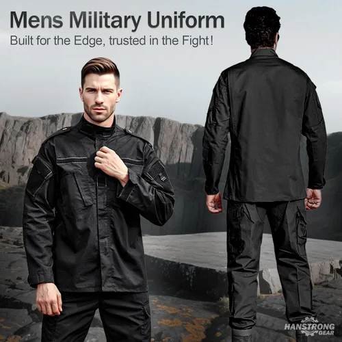 Vista 8 de Militar táctico para hombre caza combate BDU uniforme traje camisa y pantalones con cinturón MC