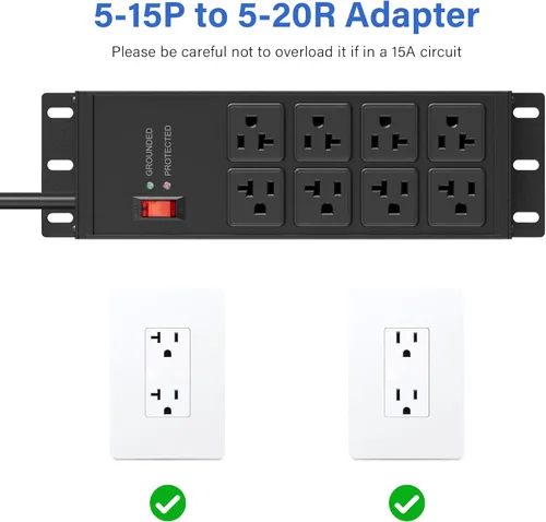 Vista 5 de CCCEI Tira de alimentación magnética resistente con protector de sobretensiones 20Amp, tomas de extensión de alta amplitud de 12 calibre, tira