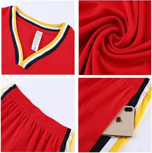 Vista 4 de VOLLENC Camisetas de baloncesto para adultos para niños, ropa deportiva transpirable que absorbe el sudor, ropa de entrenamiento, traje deportivo