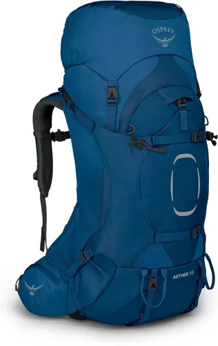 Vista 4 de Osprey Aether 55L Mochila de mochilero para hombre, color negro, pequeño/mediano