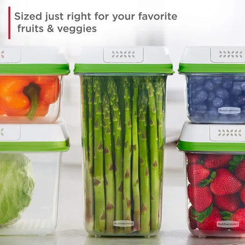 Vista 6 de Rubbermaid FreshWorks Recipiente para guardar alimentos, recipientes grandes de almacenamiento de productos, juego de 4 piezas
