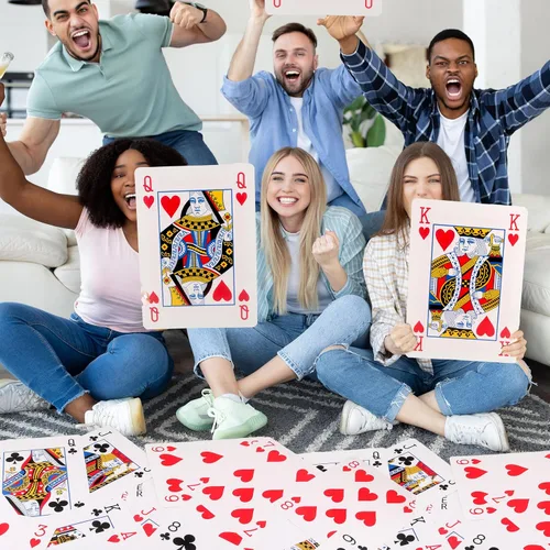 Vista 4 de 2 barajas de 8 x 11 pulgadas, cartas gigantes de póquer, tarjetas grandes de gran tamaño para niños, adultos, personas mayores, juegos de cartas