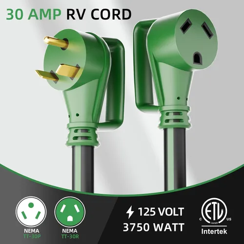 Vista 11 de Cable de extensión de RV de 30 amperios y 25 pies con mango de agarre, resistente calibre 10, 3 clavijas, cable STW de cobre puro para RV, NEMA