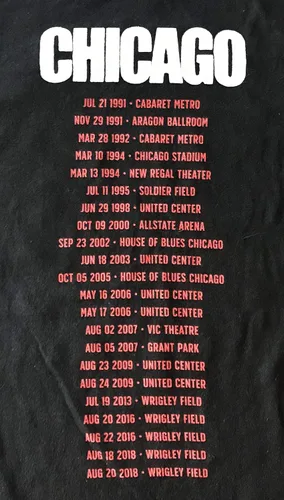Vista 4 de Camiseta de Pearl Jam Wrigley Field Chicago talla S historia de la banda gira 2018