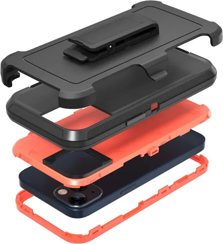 Vista 7 de Funda resistente para Apple iPhone 14 Plus, con clip para cinturón y soporte, resistente a prueba de golpes, funda protectora de cuerpo completo