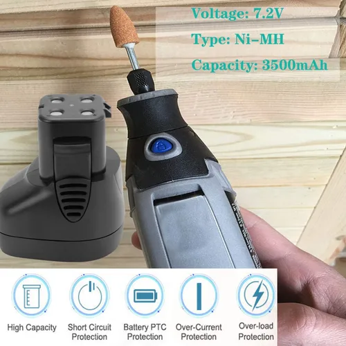 Vista 2 de CREABEST 2 paquetes de 7.2 voltios 3500mAh Ni-MH compatibles con Dremel MultiPro modelos de herramientas rotativas inalámbricas compatibles